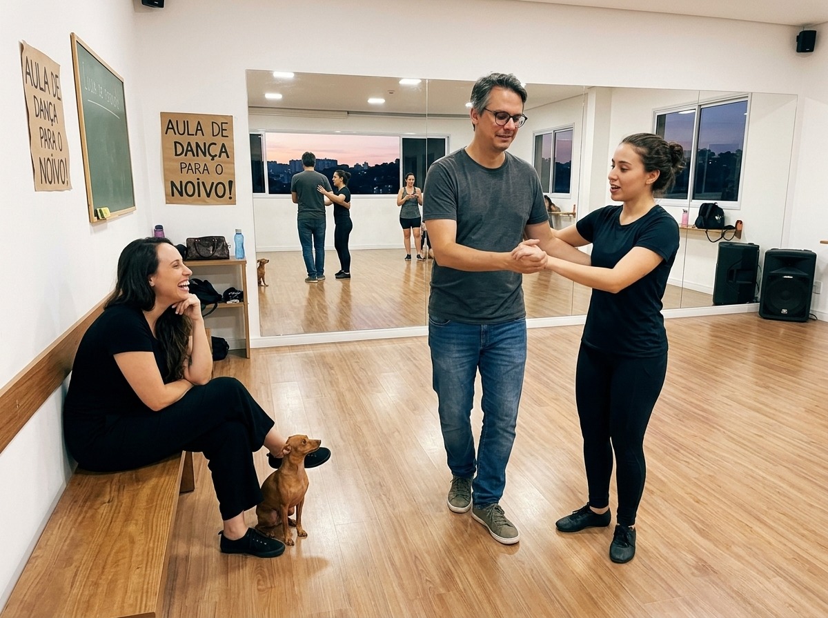 Aula de dança para o noivo