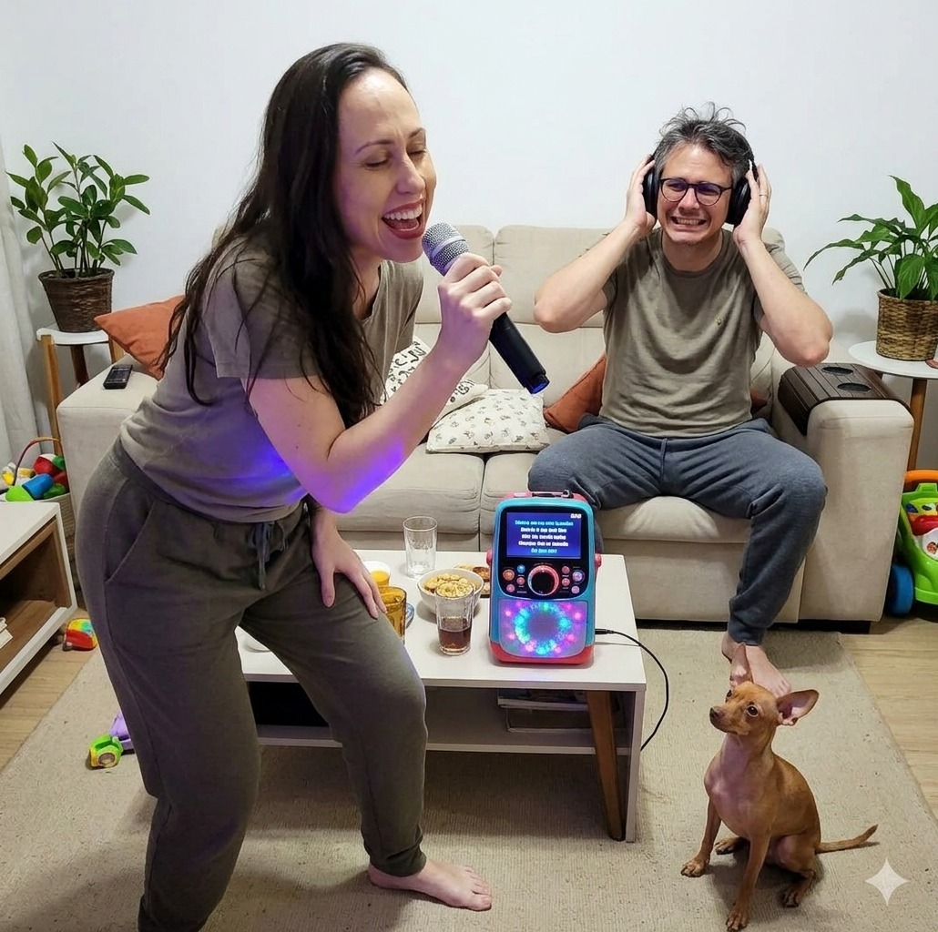 Karaoke para a noiva + fone para o noivo